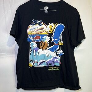 THE SIMPSONS TREEHOUSE OF HORROR GRAPHIC T-SHIRT BLACK RETRO HALLOWEEN LARGE